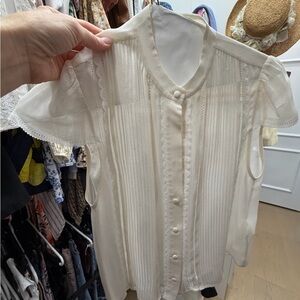 Alice + Olivia Sheer Cream Blouse